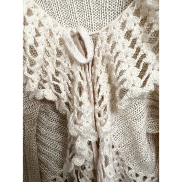 Newport News Off-White Tie-Front Flare Sleeve Knit Cardigan Fairy Whimsy Size L - Picture 4 of 10
